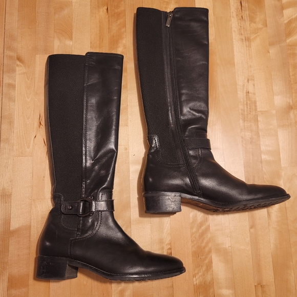 Aquatalia Odina Leather Stretch-Back Boot Black Size 7 - Picture 1 of 7
